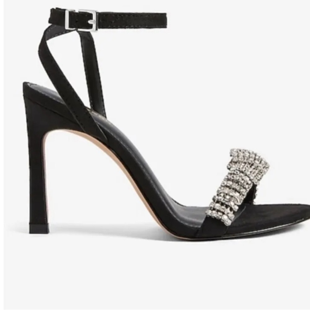 Express rhinestone embellished knot heeled sandals